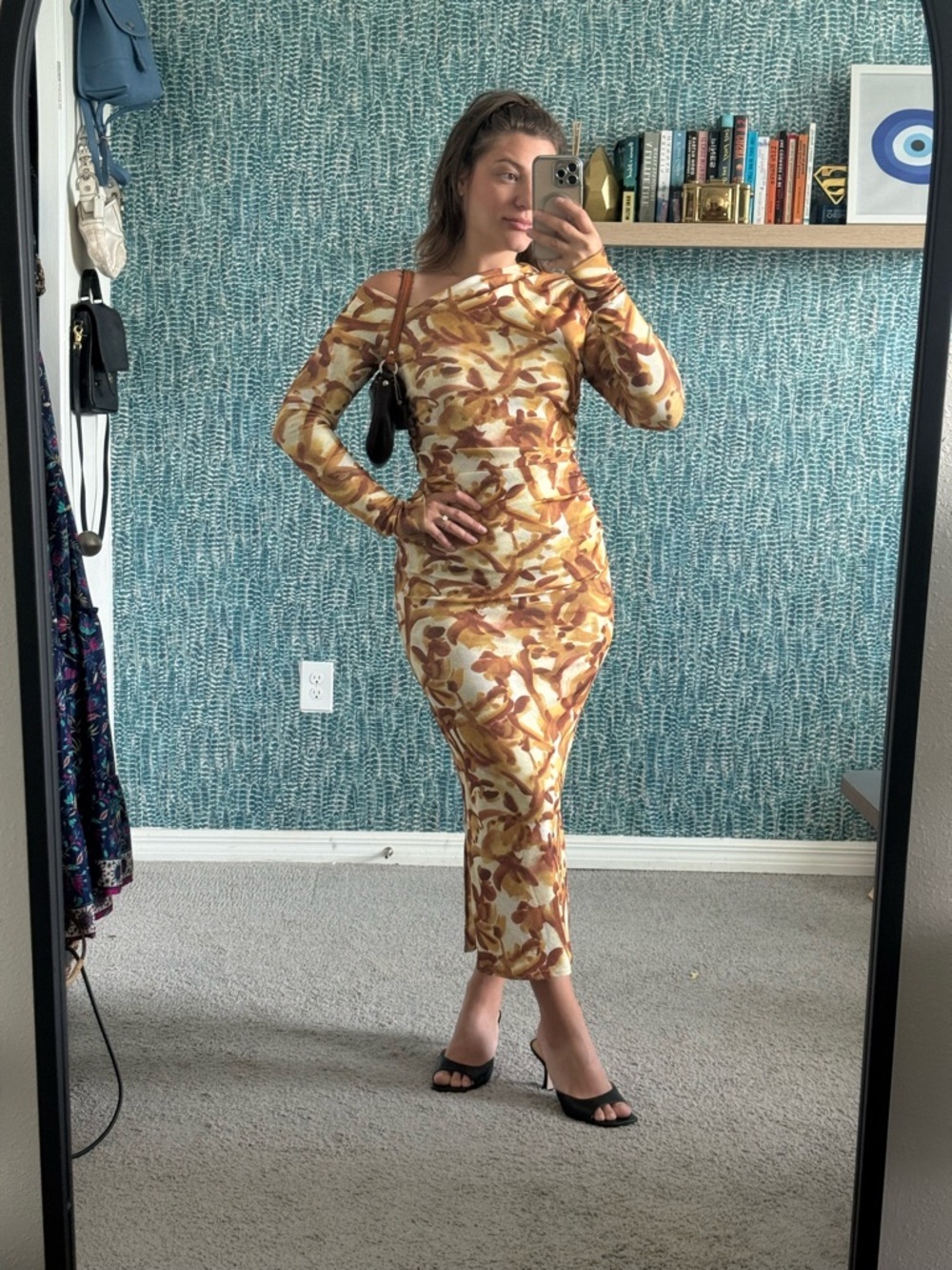 Nanushka Abstract Print Ruched Maxi Dress